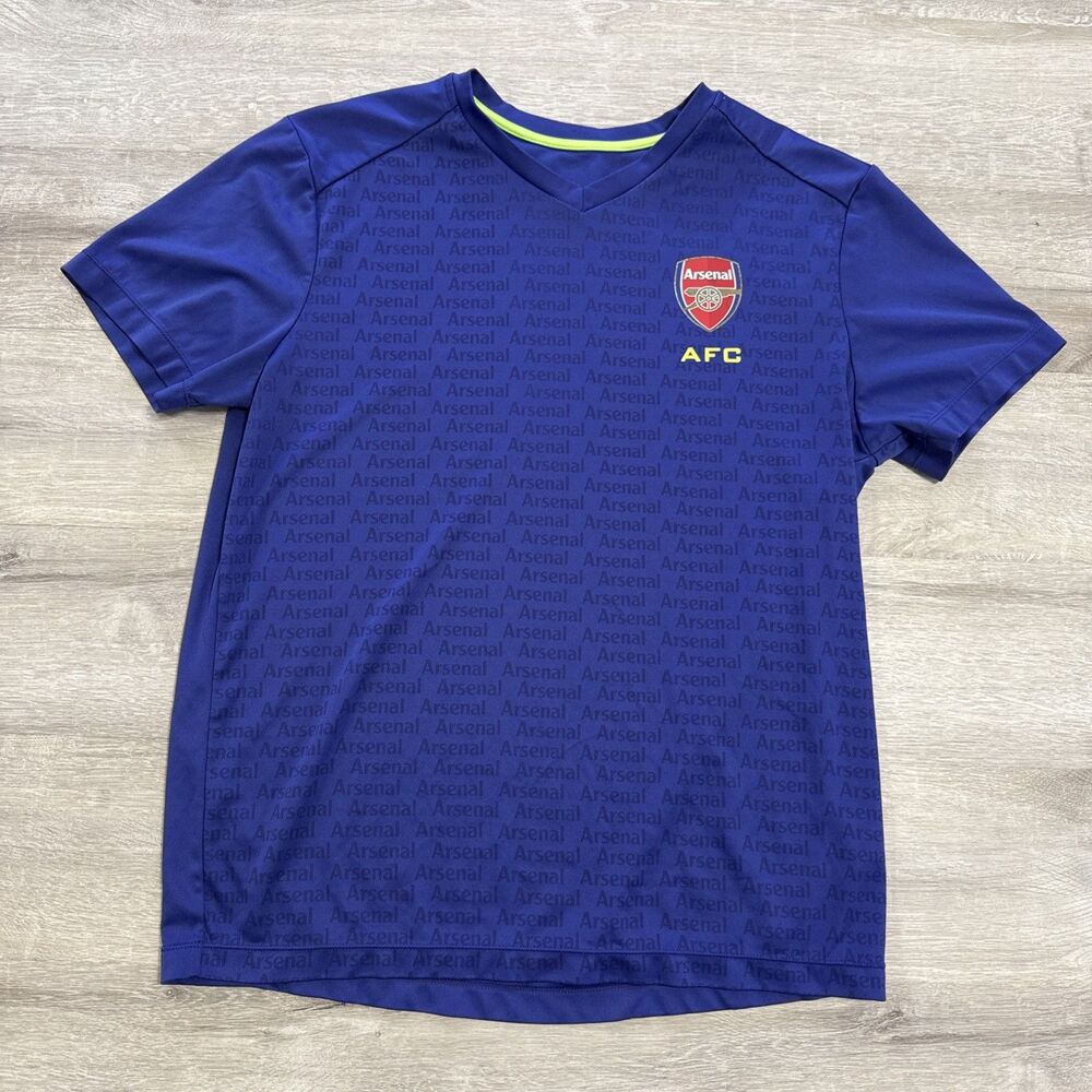 Arsenal FC Shirt Men’s Blue Short Sleeve Soccer Top AFC Crest Size Large